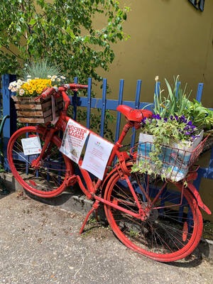 Altheim Blumendeko in Fahrrad (Quelle: Land OÖ, Aistleitner)